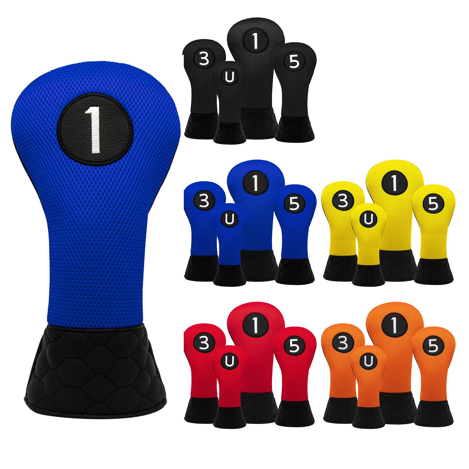 

Head cover set for wood utility driver 440cc 460cc golf cover fw dr ut cover set single item waterproof mesh pieces (4 yellow)