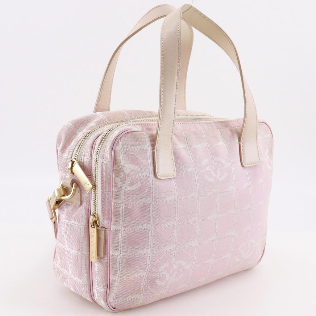 Chanel 2WAYShoulder Handbag A15970 New Travel Line Pink Nylon Canvas Women Used