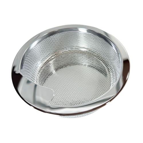 Antibacterial Drain Garbage Bin, 144mm Diameter, Stainless Steel, Shallow, 14.5mm, Polished, Silver, Punched