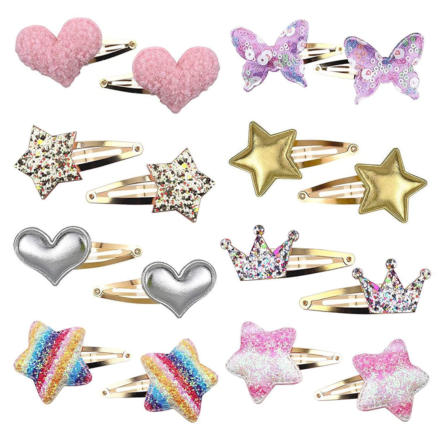 Sequin Cartoon Star Children s Butterfly & Heart Hair Clip Set Left случайное смешивание цветов