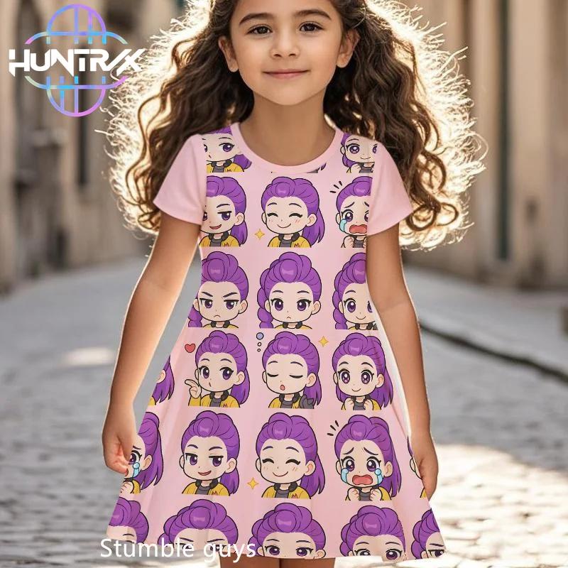 Kpop Demon Hunters Girls Dress Mira Summer Cartoon Anime Short Sleeve Beach Sundress Casual Nightgown