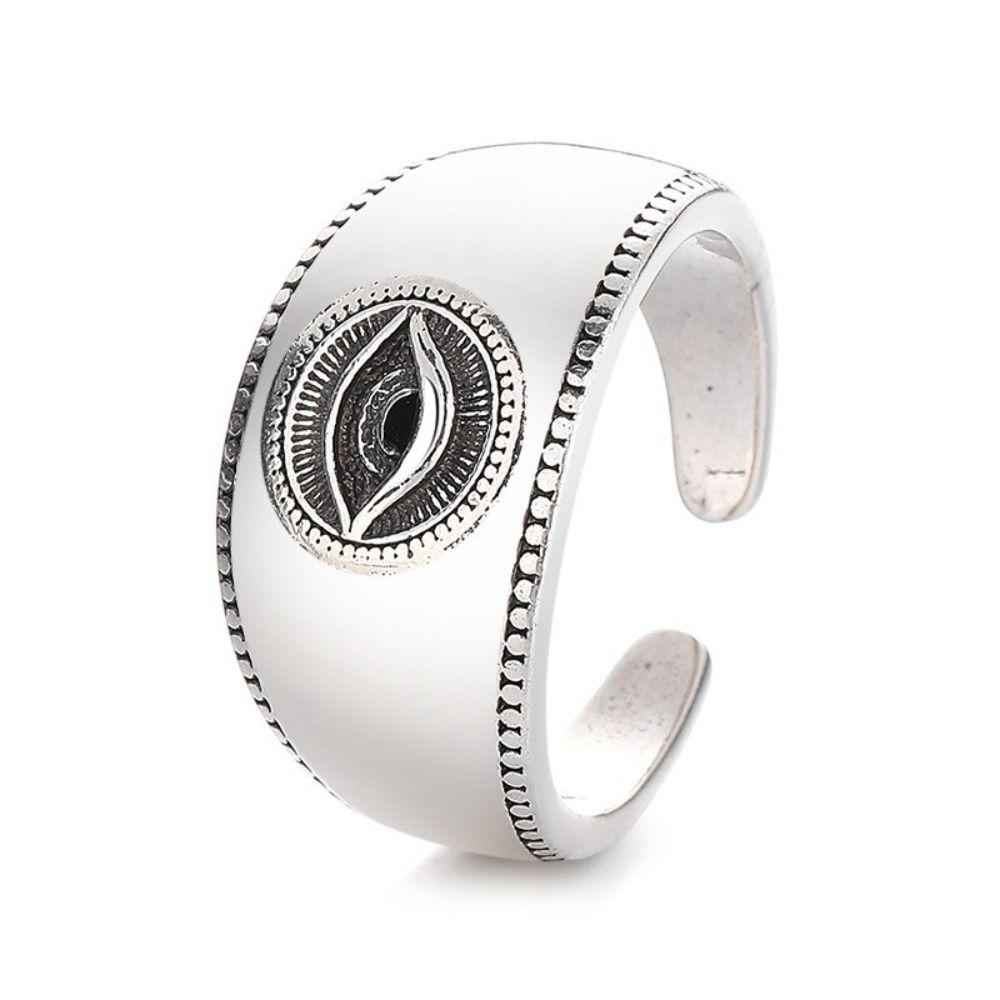 Gotischer Punk Augen Fingerring Verstellbar Silberringe Mode Öffnungsringe Herren Damen