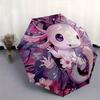 1pc Axolotl on a Tree Pattern Automatic 3-Fold Umbrella, 8 Iron Frames, High-Value Folding Umbrella, Suitable for Office, Travel and Outdoor