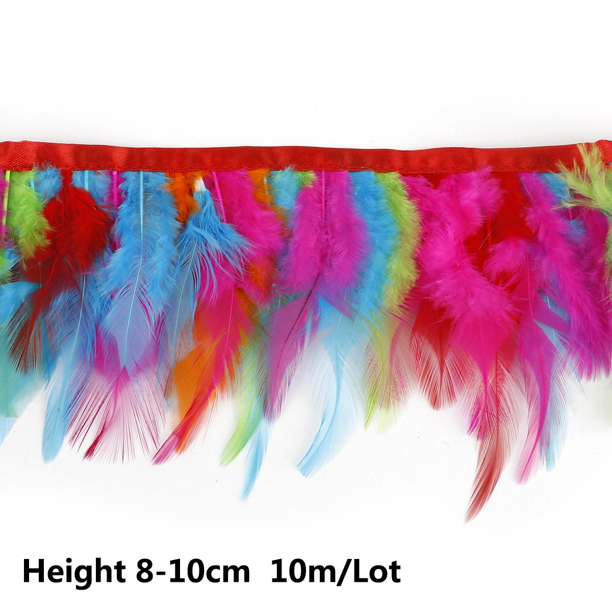 

Різнокольорове оздоблення з курячого пір я 8-10 см. Полотно з боків. Оздоблення одягу з пір я курячого фазана. Весільні прикраси 8-10cm 10meters різнокольоровий