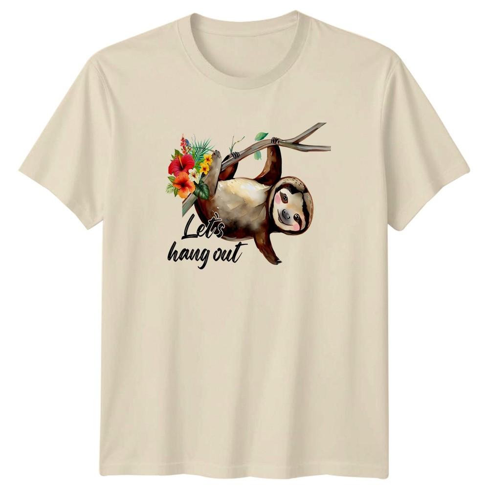 Lets Hang Out TShirt Sloth Tropical Animal Nature Birthday Gift For Him And Her