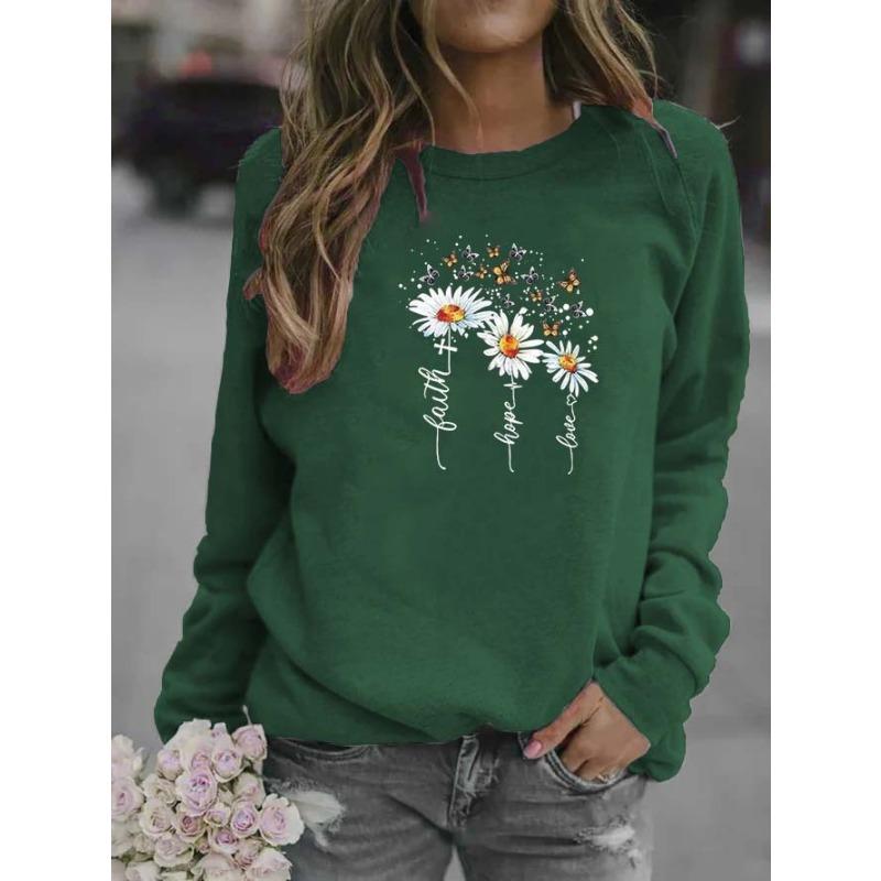 

Весняно-осінній жіночий світшот із порожнім квітковим вирізом і довгим рукавом 3XL