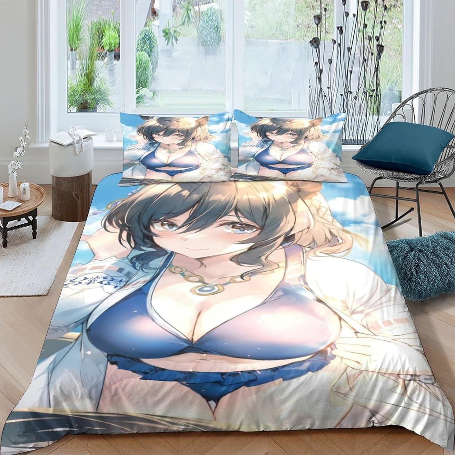 

Полный и сексуальный набор постельного белья с 3D-принтом аниме-девушки, детский пуховый комплект, простыня для девочки и мальчика, мягкая микрофибра на молнии а 90x200cm