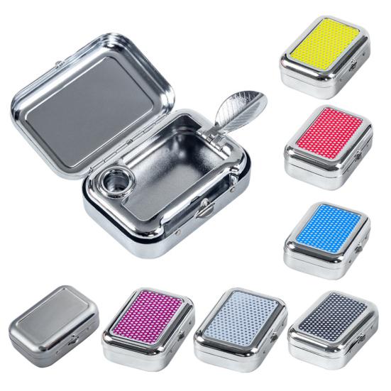 Portable Metal Ashtray with Built-in Holder Heavy Duty Mini Ash Holder Outdoor