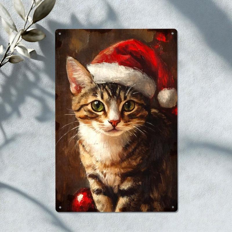 Vintage Merry Christmas Metal Sign, Retro Holiday Wall Decor 20x30cm