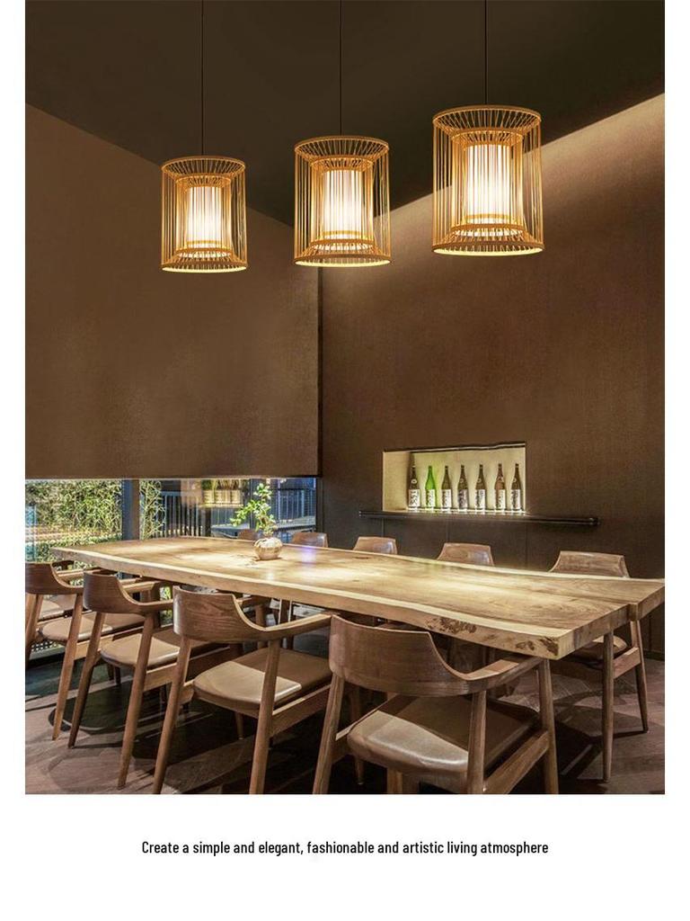 Bamboo Weave Pendant Light for Tea Room, Restaurant, or Bar – Simple Japanese Style
