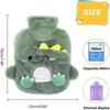 Thermos Bottle Premium Natural Rubber 400ml Cute Fluffy Dinosaur with Novelty Plush Super Soft Lid