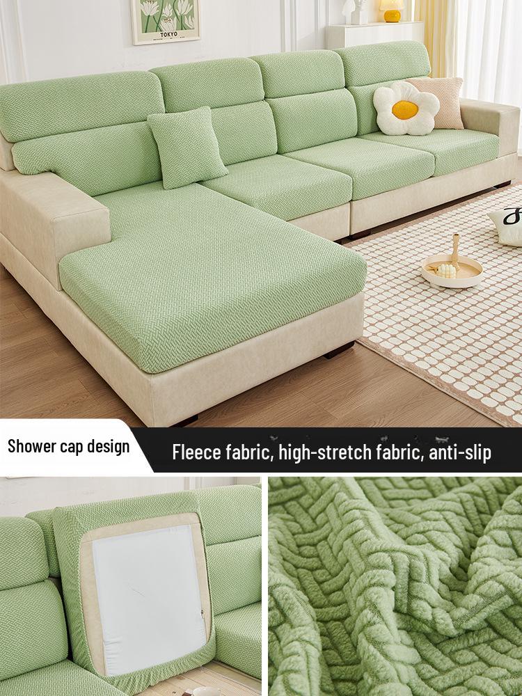 Thickened Non-Slip Polar Fleece Sofa Cover: Elastic, Full Coverage, Dustproof, High-Grade Design