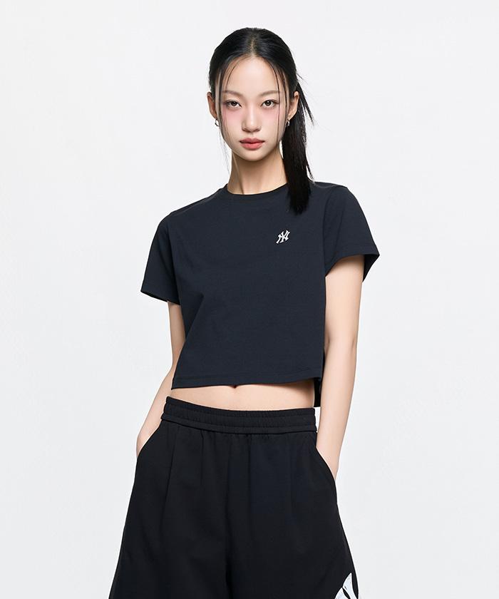 Emelbi Women'S Basic Crop Comfortable Fit Short Sleeve T-Shirt Ny (Black)