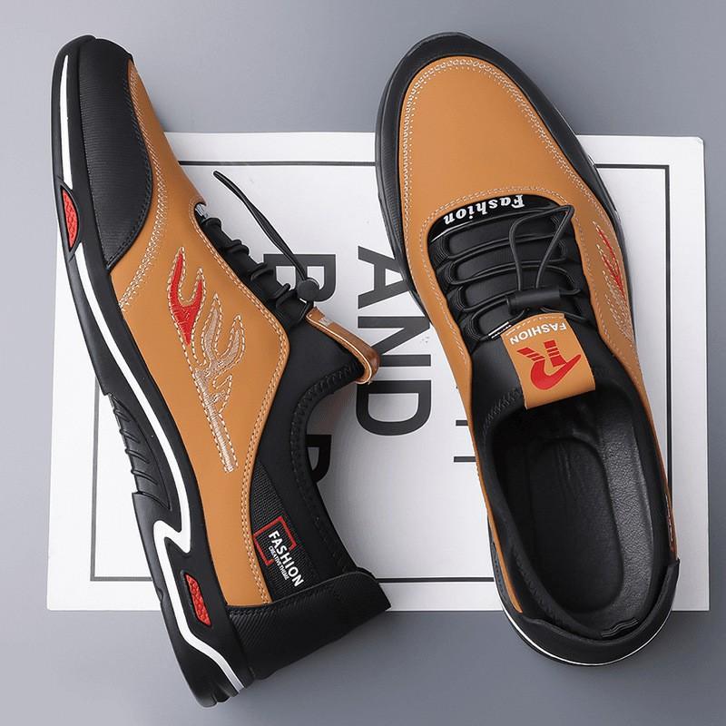 New Shoes for Men Leather Casual Shoes Lightweight Leisure Sport Shoes Street Cool Slip-on Sneaker Big Size