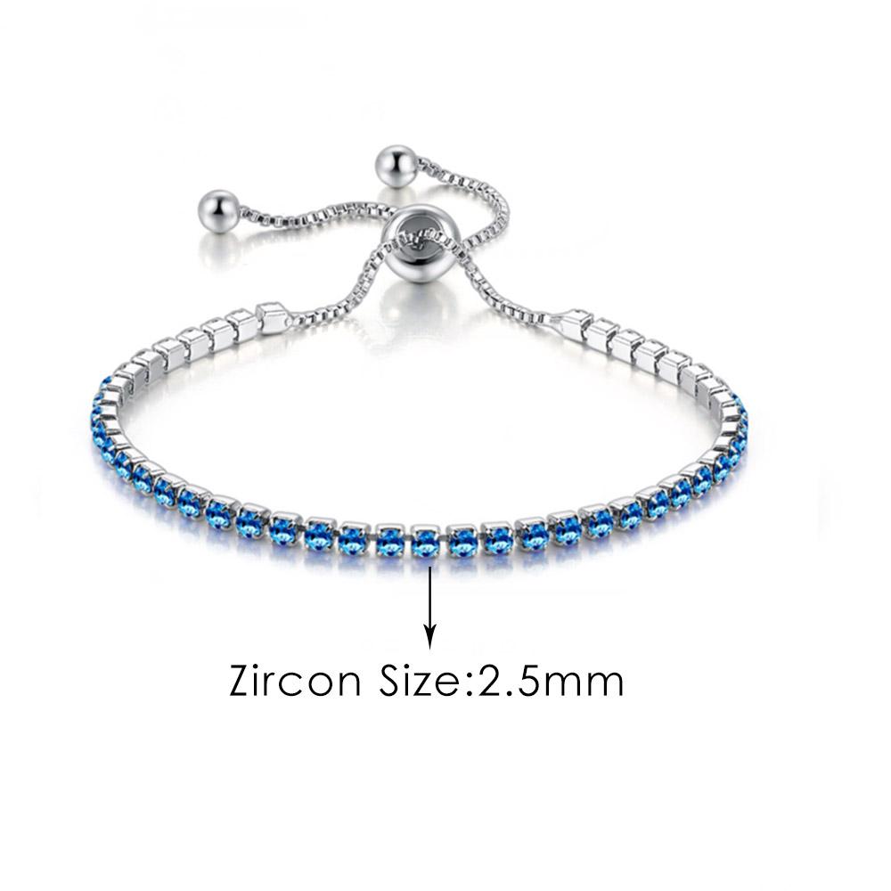 Trendy Blue Crystal Adjustable Tennis Bracelets for Unisex Women Men Various Shapes Iced Out CZ Short Chain on Hand Jewelry