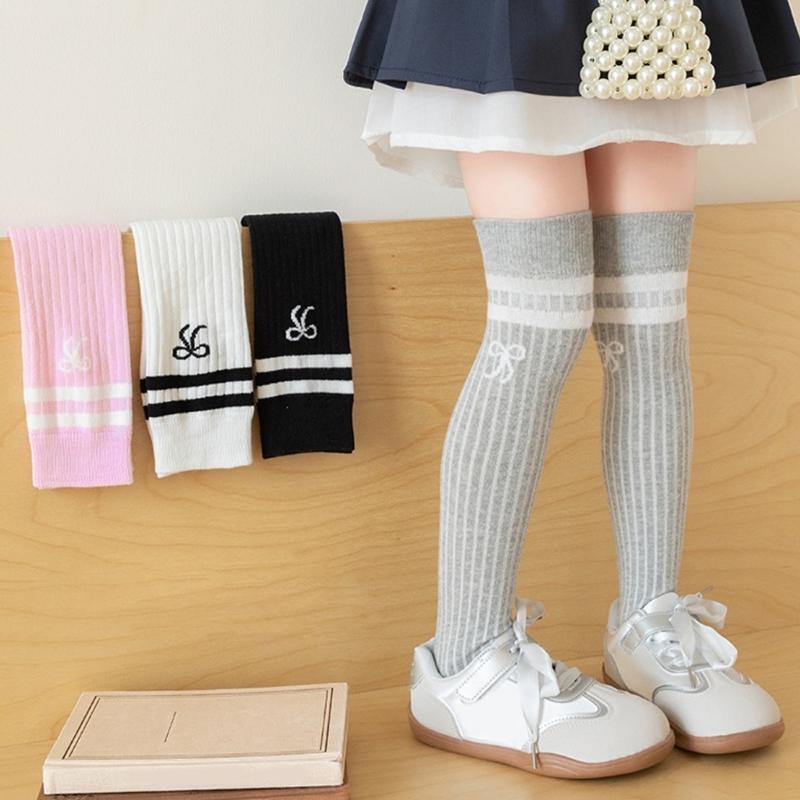 Pair Kids Long Tube Socks Fashionable Kids Socks Comfortable Fit Cotton Socks Knee Length Socks for Girls Ages 3 To 12