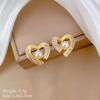 Classic Micro-inlaid Gorgeous Zircon Heart-shaped Stainless Steel Necklace Earrings Set Fashionable Girls Party Dinner Gift