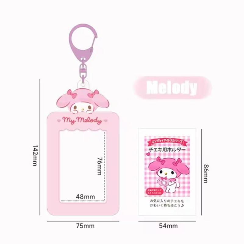 

Держатель для удостоверения личности Sanrios Hellokittys Kuromi Melody, симпатичная мультяшная карточка, держатель для удостоверения личности с фотографией, брелок для ключей, аксессуары