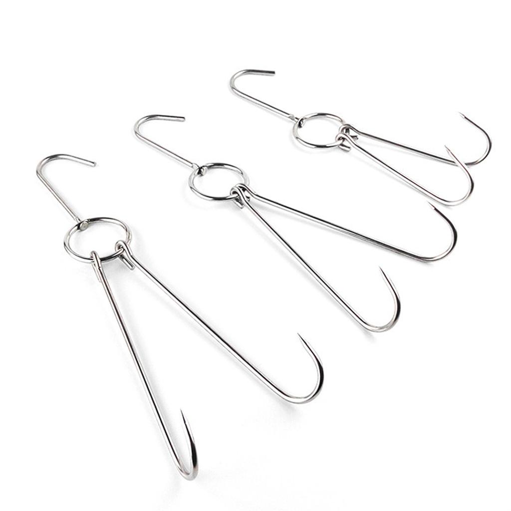 2x Stainless Steel Meat Hook Poultry Double Hooks 34cm Long