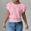 Women's Casual  Hollow-out  Sleeve Round Neck Short-sleeved T-shirt Top
