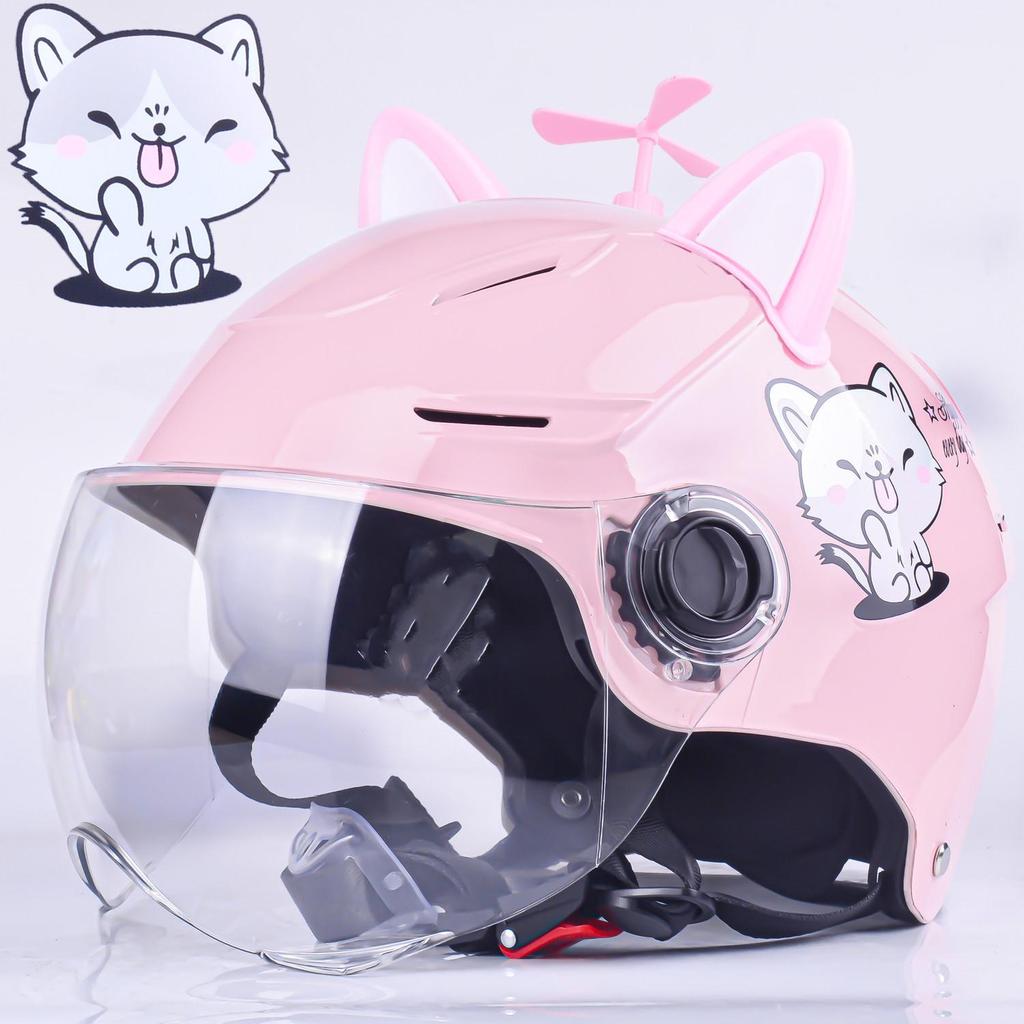 3C Certified Cat-Themed Lightweight Electric Bike Helmet - Summer Riding Sun Protection Safety Helmet