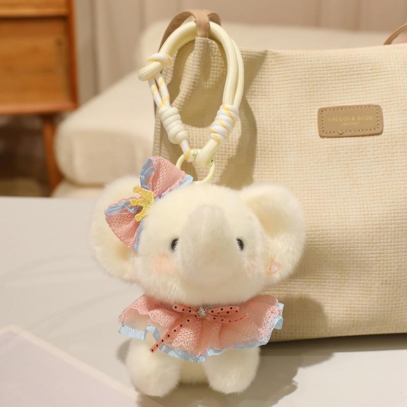 Plush Elephant Keychain With Pp Cotton Filling For Girls Birthday Gift