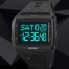 Digital Sports Watch Dual Time Display Night Light Adjustable TPR Band Outdoor Waterproof Watch for Men Women Black Silver