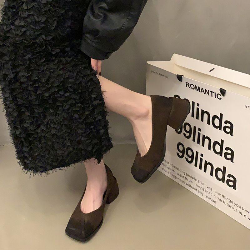 Internet celebrity thick heel single shoes women 2025 spring and autumn new gentle wind French Mary Jane women's shoes shallow mouth high heels women