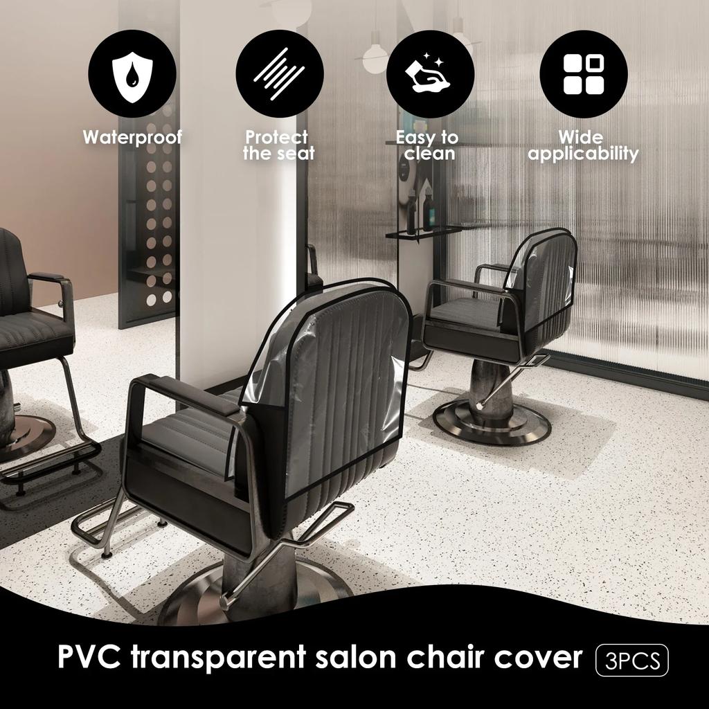 3Pcs PVC Clear Chair Back Covers Waterproof Salon Chair Protectors Covers Soft Chair Back Cover for Standard Salon&Office Chairs