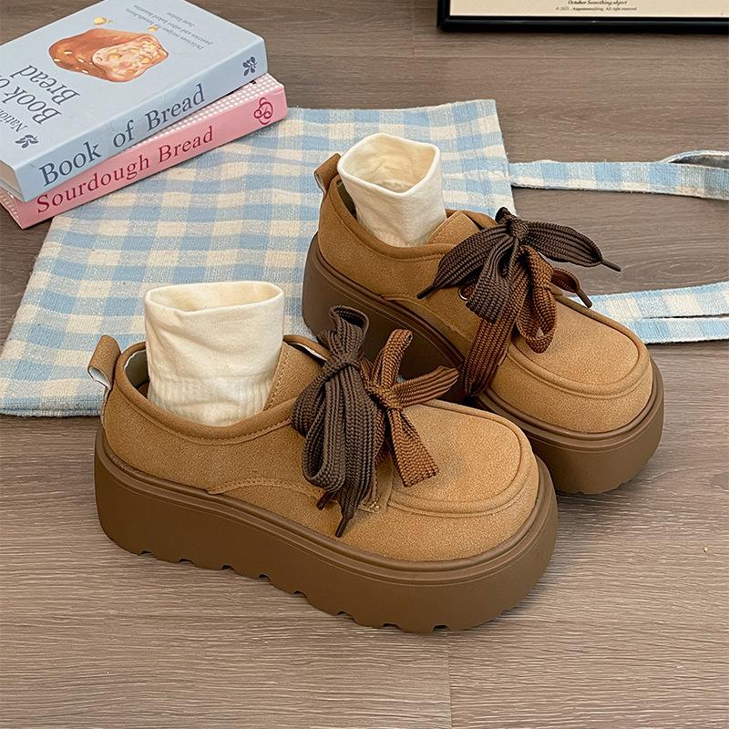 

Модные шнурованные туфли на платформе в британском стиле, женские, новые весна-осень 2025 года, с юбкой, с круглым носком, туфли Мэри Джейн 40 верблюд