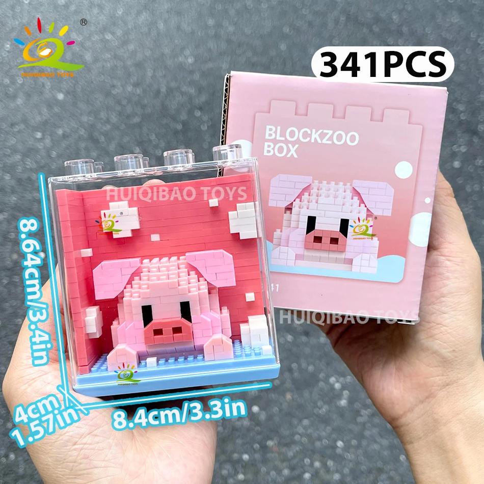 HUIQIBAO Dětský Mini Vánoční Stromeček Model Santa Clause Micro Kostky Stavebnice Město DIY ZOO Vitríny se Zvířaty Hračky Dárek