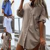 Office Lady Hemd Einfarbig Einreihig Damen Knöpfe Asymmetrische Bluse für Alltagskleidung