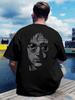 Vintage Rock Band Back Print T-shirt - White Tee with Black Retro Graphic