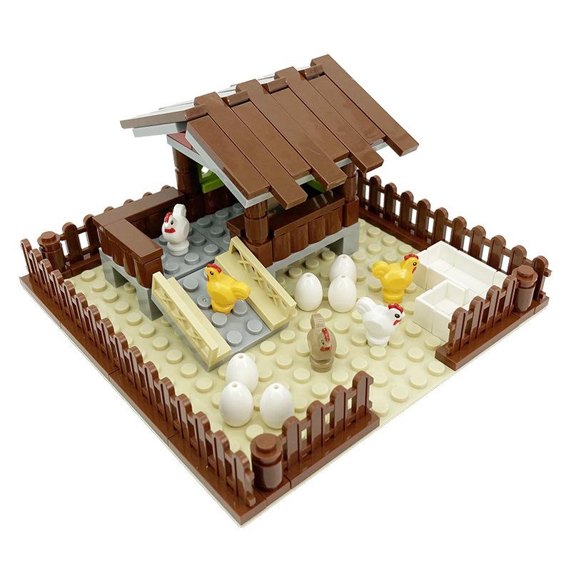 MOC Bricks Toys Model Farm Building blocks Cattle Horse Carriage Transport Vegetable Garden Flower Plant Friut Field Tree Animal