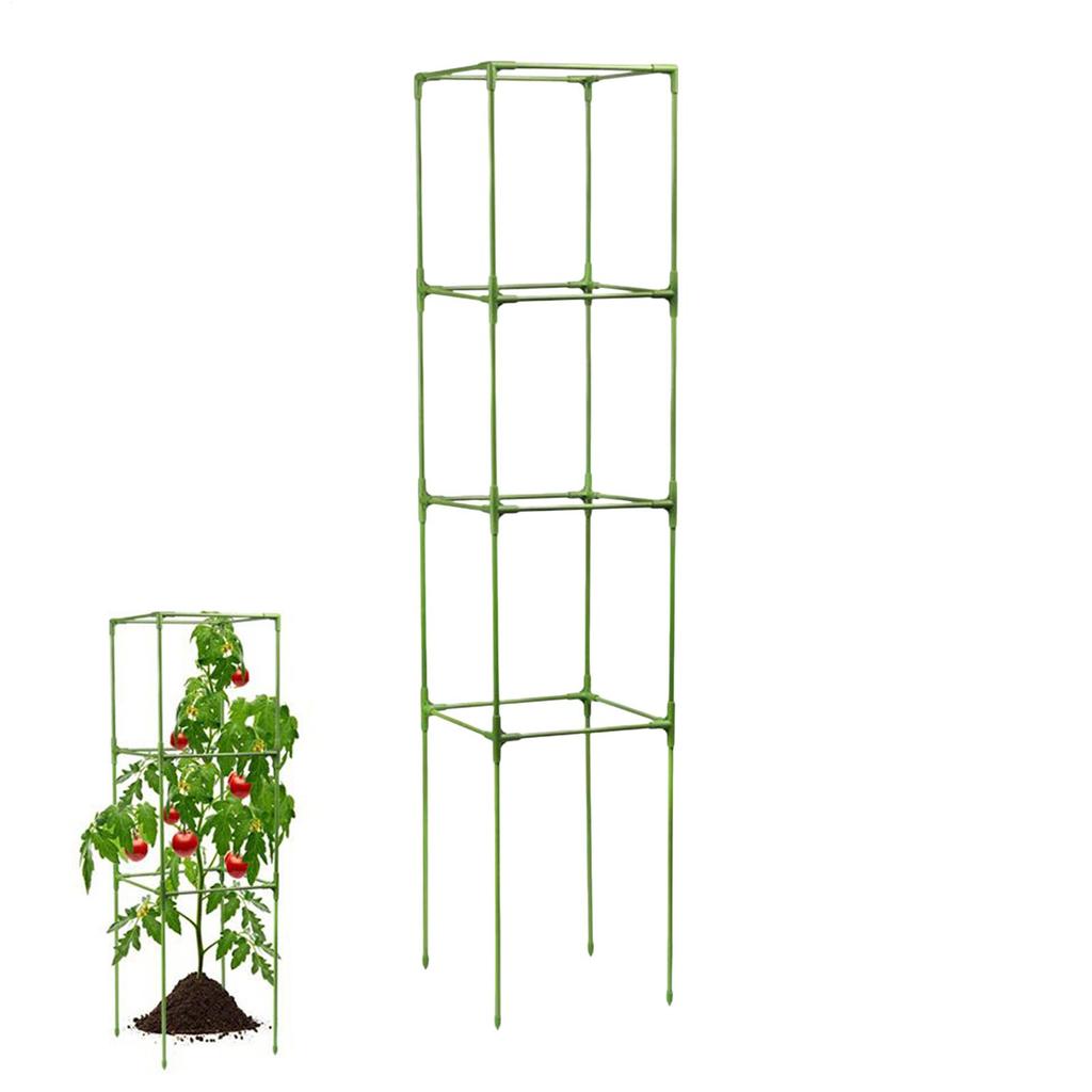 Tomato Cage Stand 64 Inch Square Stakes Cucumber Trellis Plant Cage Support Climbing Vegetable Plant Support Pole Flower Stand