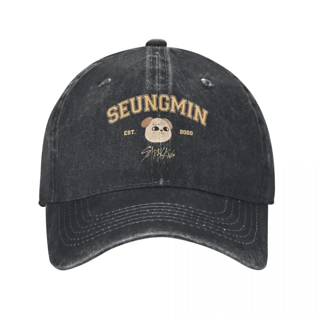 Seungmin Strayed Kids Cute Unisex Baseball Caps Distressed Washed Hats Cap Running GuIf Adjustable Fit Sun Cap