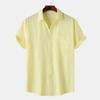 2025 Summer European & American Men's Waffle Short Sleeve Solid Color Casual Shirt