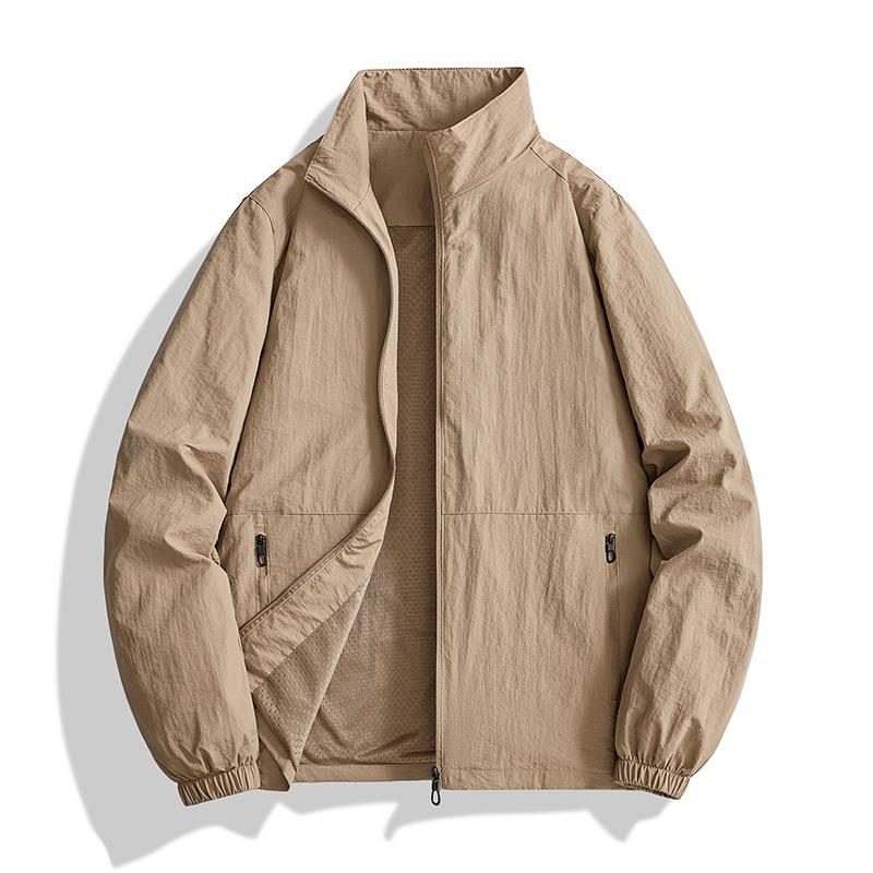 Men Plus Size Stand Collar Casual American Workwear Jacket Outerwear