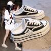 New Women's Canvas Half Slippers Breathable Casual Sports Shoes Women's Thick Soled Vulcanized Shoes Slippers Zapatos Mujer