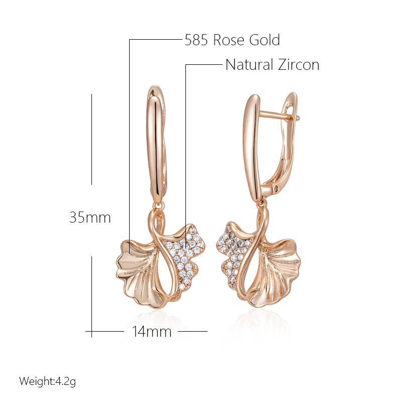 Rose Gold Color Creative Crystal Flower Drop Earrings For Women Fashion Natural Zircon Accessories Vintage Jewelry
