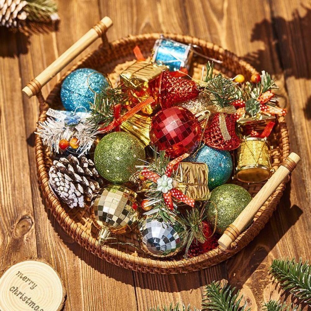 Plastic Christmas Ball Pendant Painted Round Ball Christmas Tree Decoration Colored Ball Xmas Tree Hanging Pendant