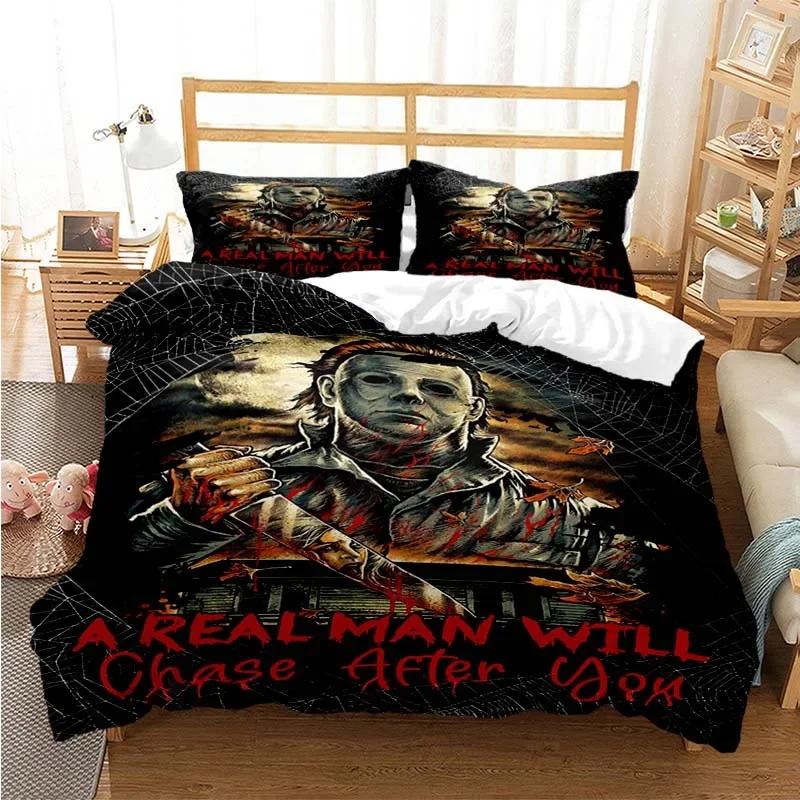 Halloween Michael Myers 3D Printed Bedding Set Duvet Covers Pillowcases Comforter Bedding Set Bedclothes Bed Linen