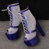 Women's high-heeled sandals sexy European and American style waterproof table thick heel large size hollow fish mouth shoes