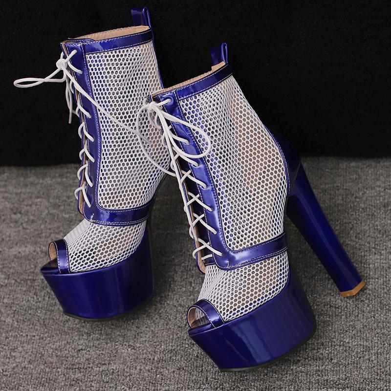 Women's high-heeled sandals sexy European and American style waterproof table thick heel large size hollow fish mouth shoes