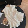 Women New Chinese Style Lace Embroidery Sleeveless Top with Frog Buttons