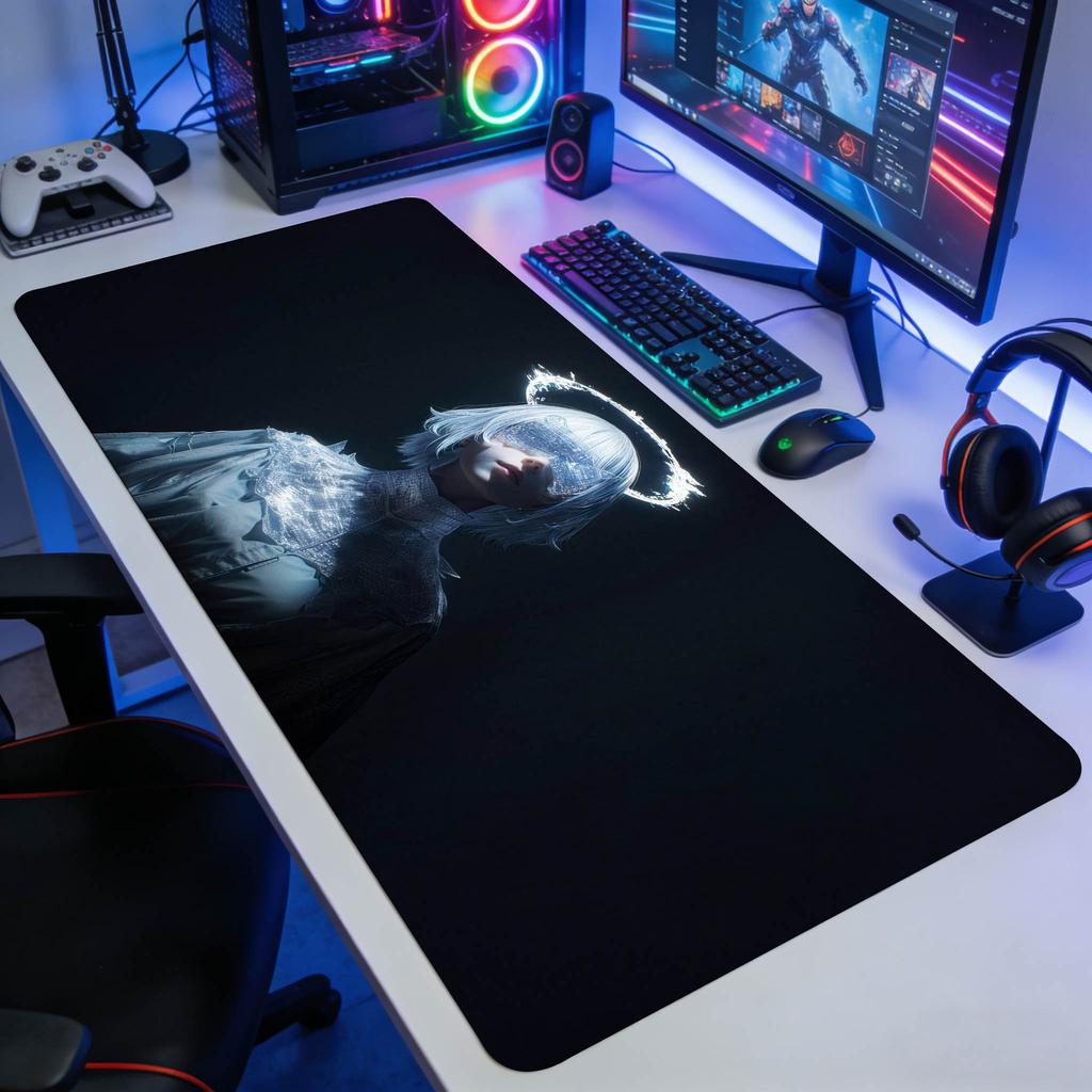 Gothic Anime Girl Mouse Pad XXL Gaming Mousepad with AntiSlip Base Extended Gaming Keyboard Mat with Dark Art Design