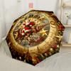 Merry Christmas Wreath Automatic Umbrella with 8-Rib Lightweight All-Season Travel Fashion Lovers Luxury Gift for Birthday Christmas Wedding