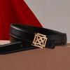 [Women's Belt][4D] Black 4D Gold Buckle Hook Cowhide Women's Belt DBBE6F778BK