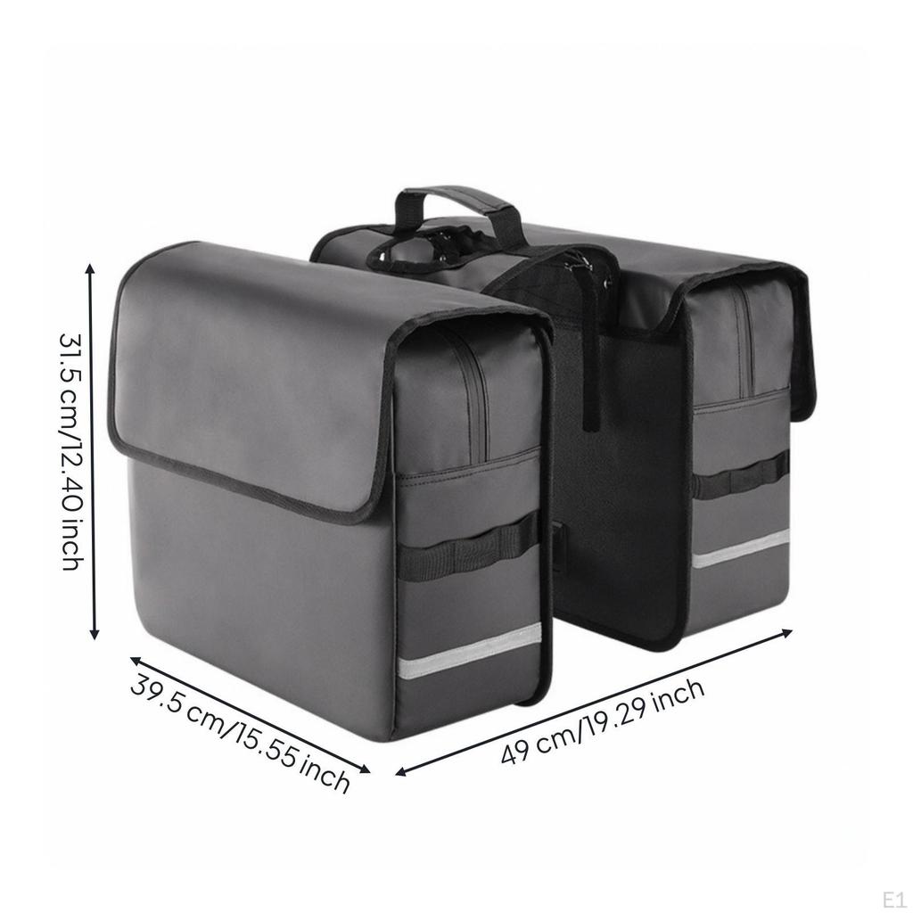 DoubleSided Bike Pannier Bag Roomy 36liter Capacity YKK Zippers, Panniers with Top Handle, for