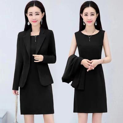 Spring Autumn New Office Wear Slimming Dress Loose Suit Jacket Fashion Temperament Plus Size Women's Two Piece Set